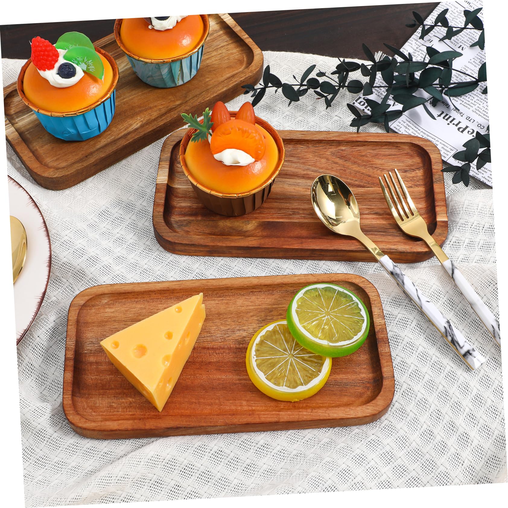 3piezas Bandeja De Madera para Servir Unidades Bandeja Rústica para Frutas