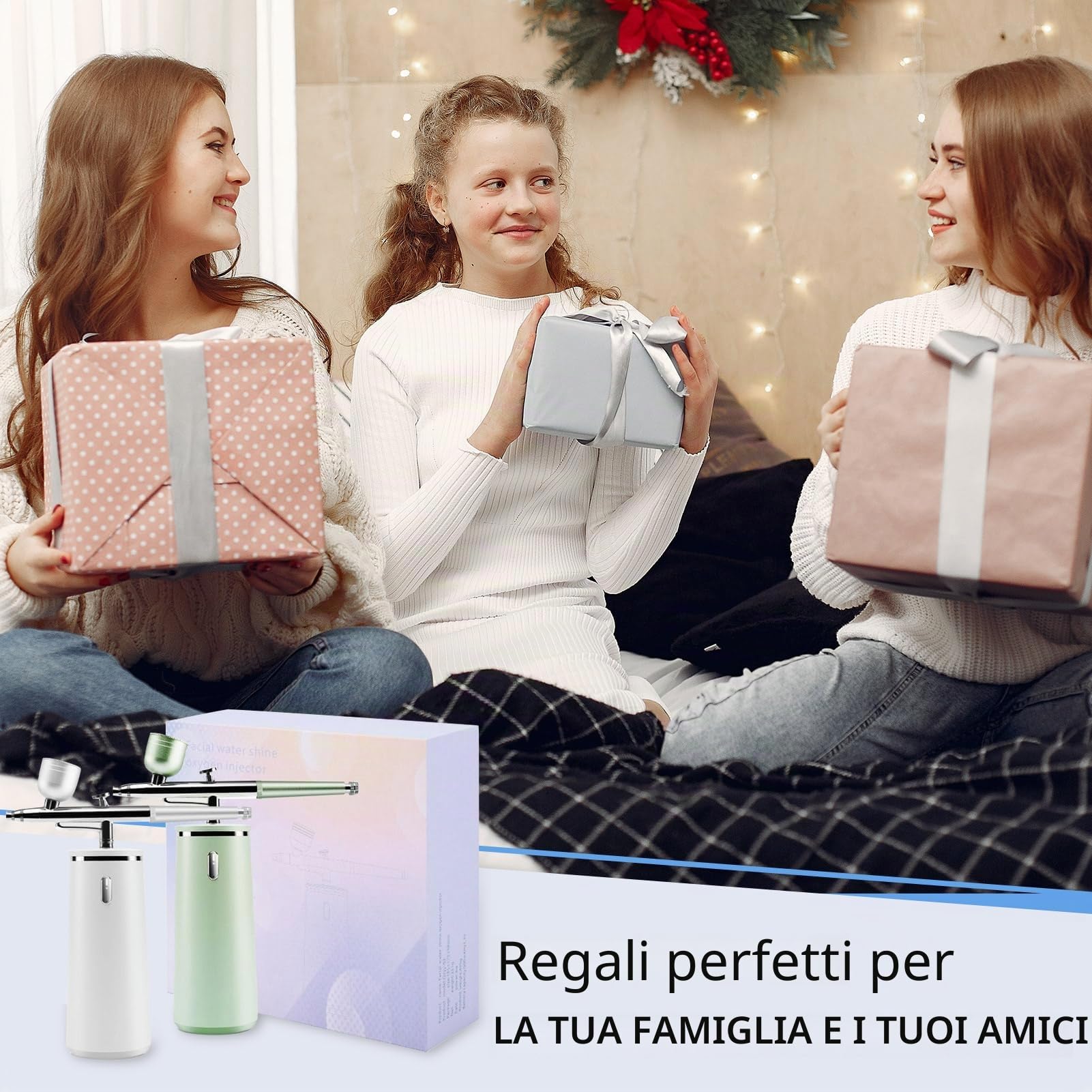 Microtree Spruzzatore di ossigeno per acqua per la pelle del viso, spray ad alta pressione, umidificatore portatile e ricaricabile, 0,3 mm nano vapore facciale