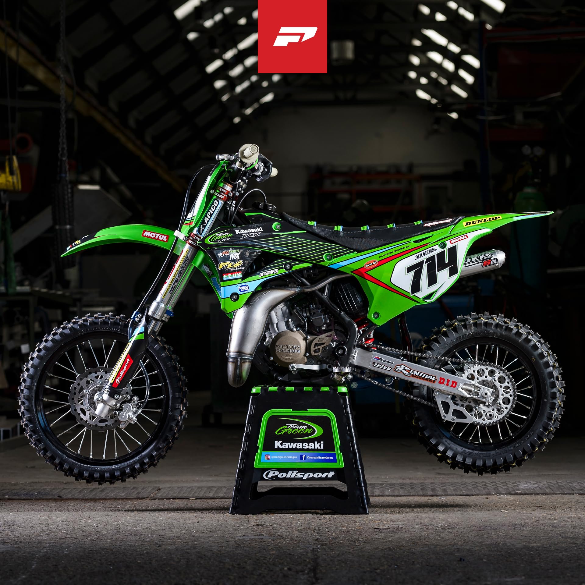 Polisport Off Road 8981500005 Caballete Plegable para Moto – Ligero, Motocross, Caballete Moto, Off-Road, Compacto, Portátil, 250 Kg, Podio Oficial FIM, Caballete Moto, Verde