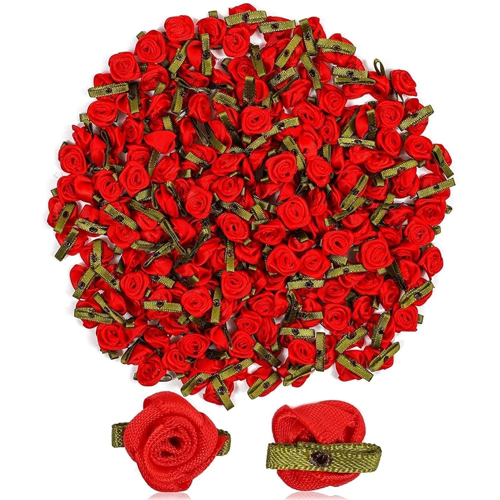 ☆Roses～　 Ribbon Red Rose Flower Heads, Floral Decorations for Crafts