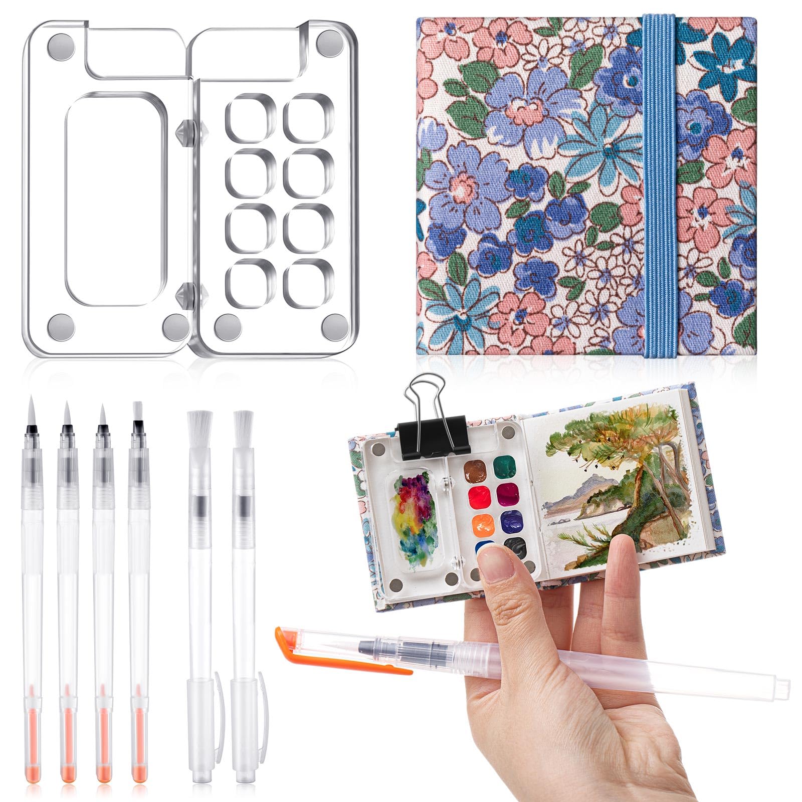 Ensemble de peintures aquarelle Tobios, kit de voyage mini Tobios avec livre d'images, nouveau set de peintures aquarelle mini 2025 pour débutants avec 12/24 couleurs de peinture (noyer-15 grilles Ensemble de peintures aquarelle Tobios, kit de voyage mini Tobios avec livre d'images, nouveau set de peintures aquarelle mini 2025 pour débutants avec 12/24 couleurs de peinture (noyer-15 grilles