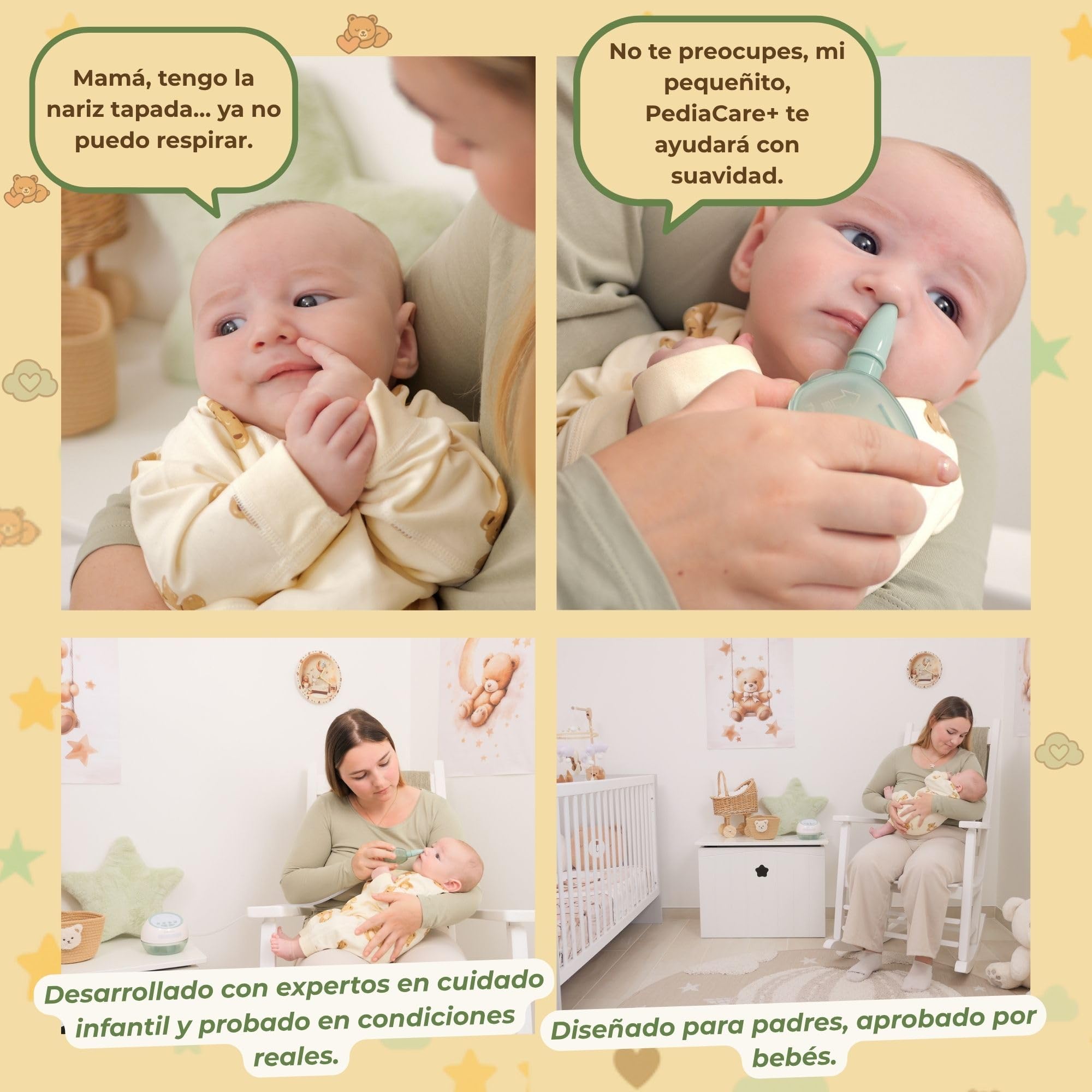Pediacare+ Aspirador Nasal Eléctrico Bebé Silencioso – Saca Mocos Bebé Recargable, Higiénico con Función de Esterilización, Aspirador Nasal Recién Nacidos y Niños