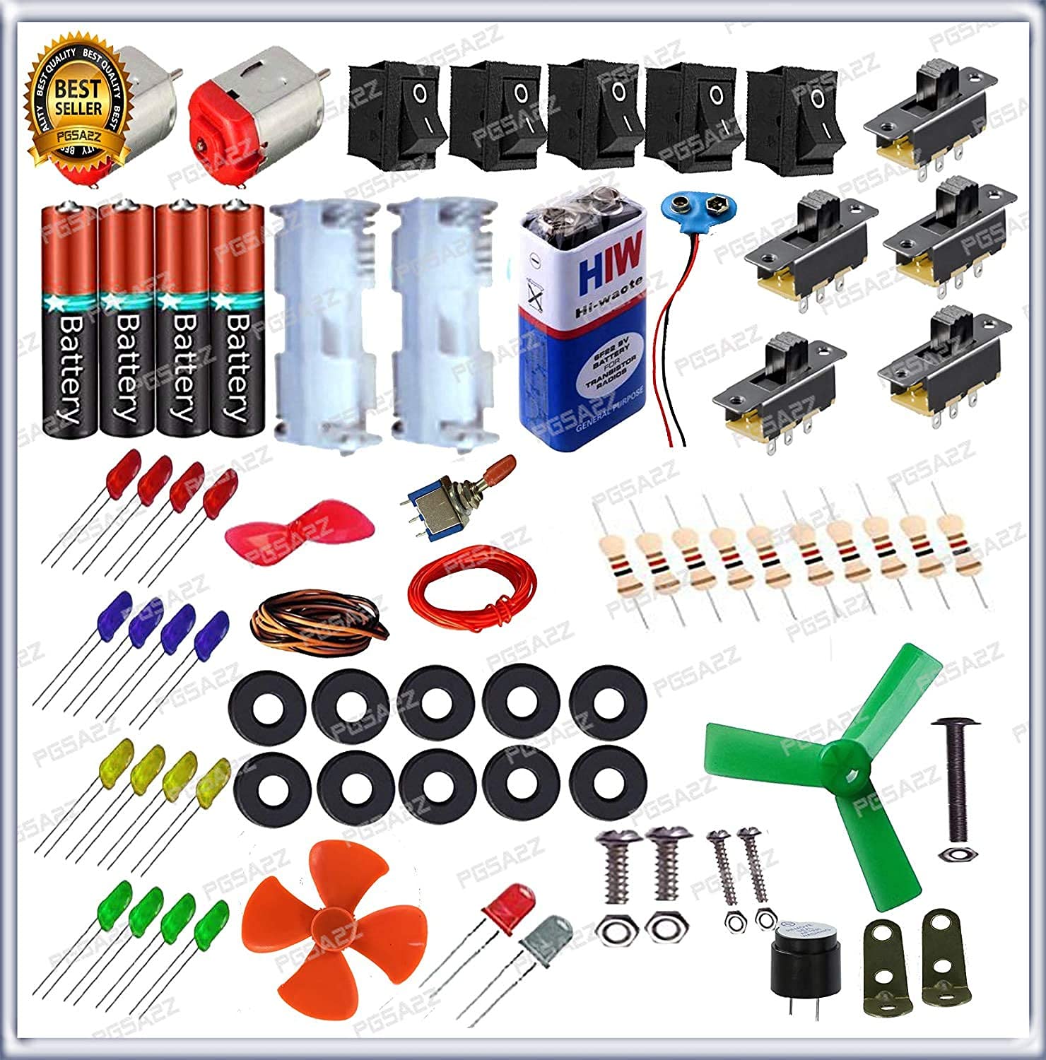 PGSA2Z 80 in 1 Kit – Loose Electronics Components for Science Fun Experiments with Instruction Manual