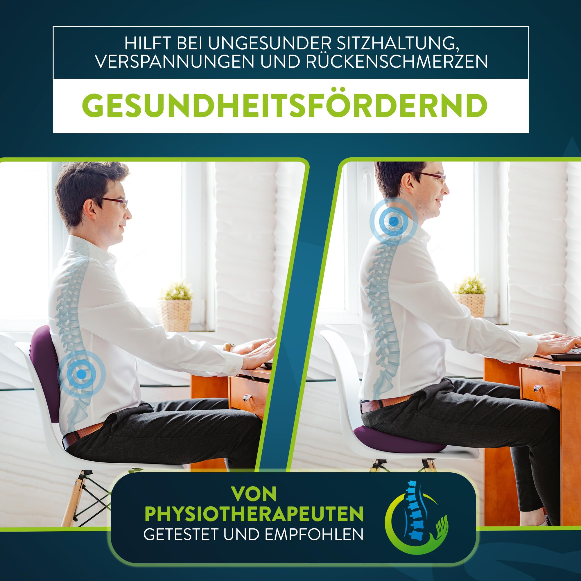 ZenOne Sports® Balance Kissen I Ballsitzkissen für Koordinations- & Rückentraining I Orthopädisches Sitzkissen I Luftkissen für Fitnesstraining inkl. Pumpe & Workout-Guide I Balancekissen
