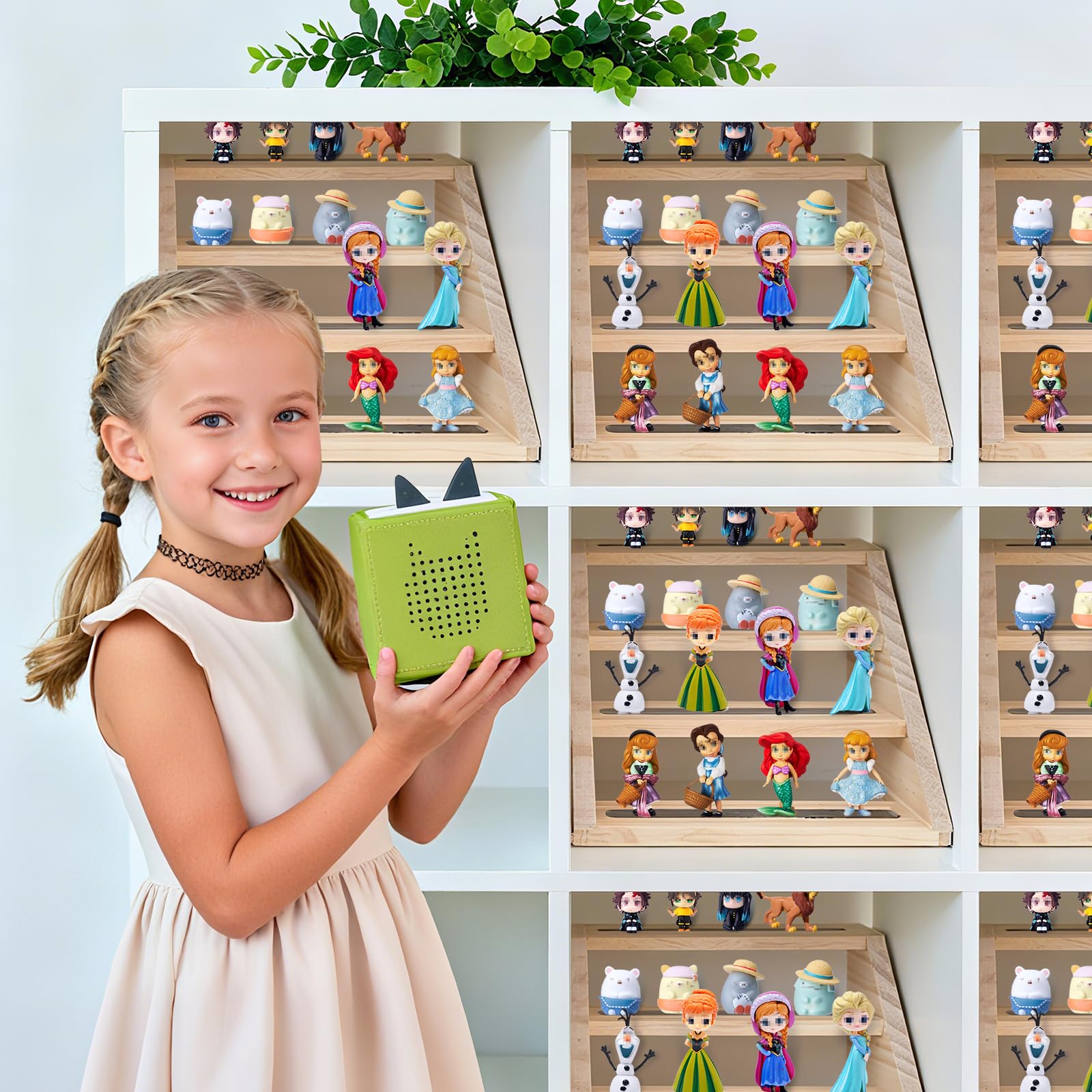Givilio Tonie Shelf Échelles magnétiques, pour étagères murales Toniebox, support de figurine audio pour jouets Toniebox, station de charge compatible, avec étui de transport