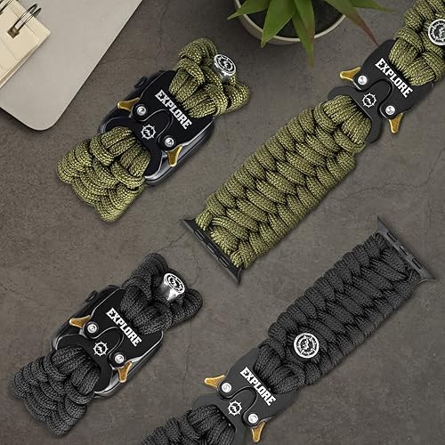 Miniatura 5 de Correa de reloj de supervivencia compatible con Apple Watch Series SE 87654320.039-1.654 in, 1.732 in, 1.772 in, perfecta para actividades al aire