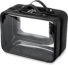 GRANNY SAYS TSA Approved Toiletry Bag, Clear Makeup Bag, Travel Toiletry Bag for Women, Leather Travel Cosmetic Bag, Portable PVC Waterproof Bag, Large Makeup Organizer, Black