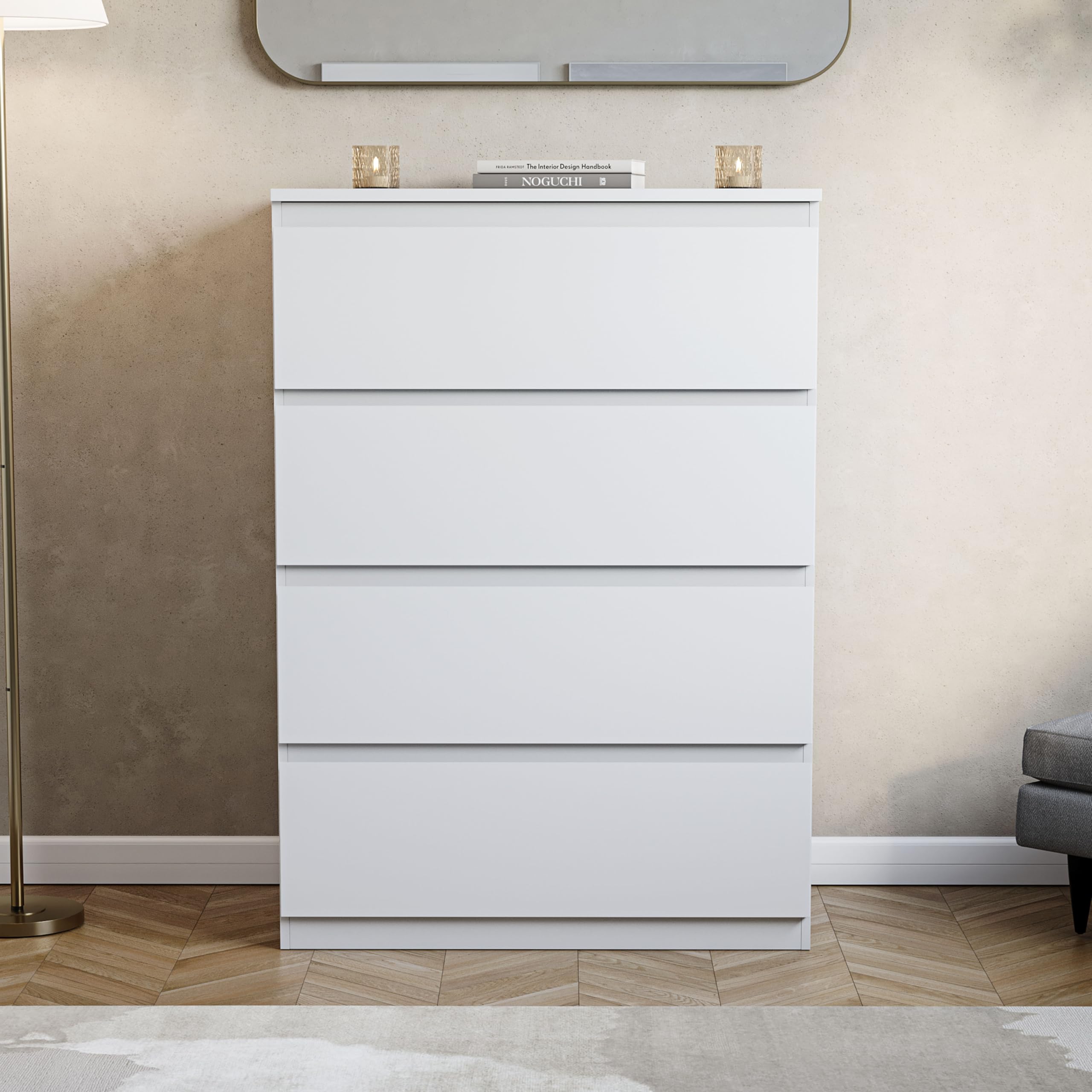 Vida Designs Denver Commode à tiroirs (Blanc, 4 tiroirs)