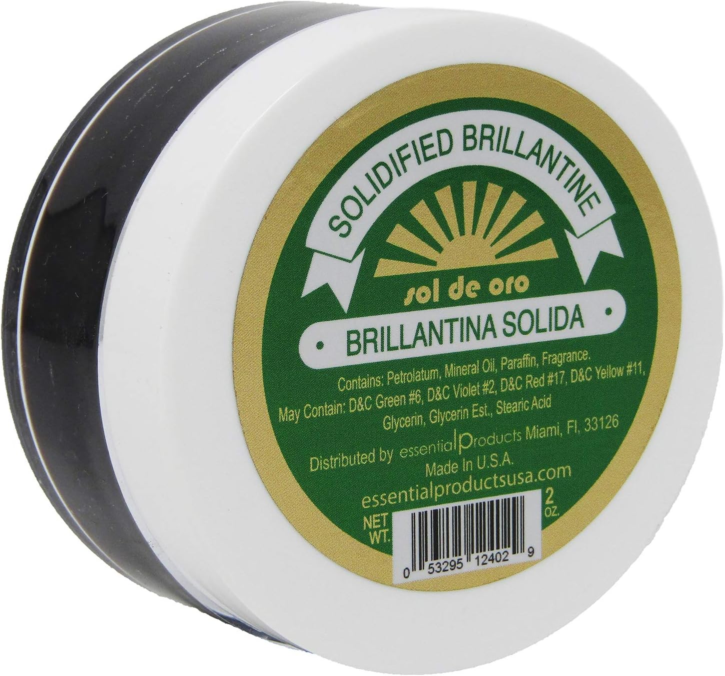 SOL DE ORO Brilliantine Solid Hair Dressing 2 oz Brillantina Solida (black)
