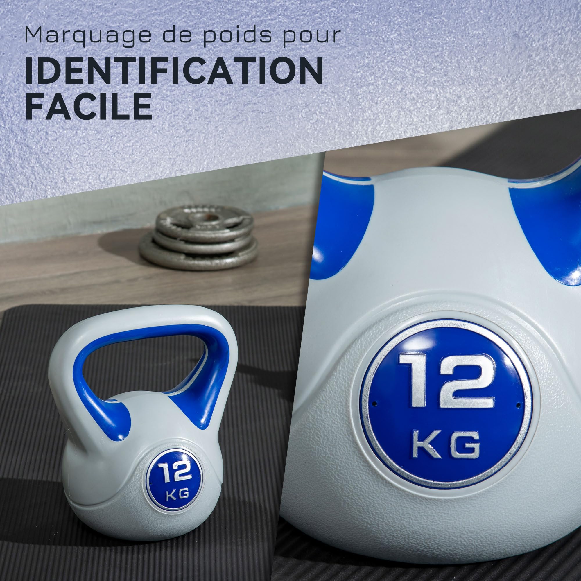 SPORTNOW Kettlebell 8/10/12/14/16 kg, Haltère avec Poignée Ergonomique, Haltère à Boule, Musculation, Entraînement, pour Fitness, Gym
