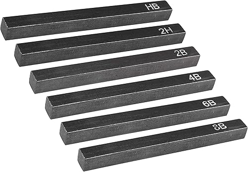Miniatura 8 de MyLifeUNIT Carbón comprimido, palitos cuadrados de carbón de vid para dibujar, paquete de 6 (2 suaves, 2 medianos y 2 duros)