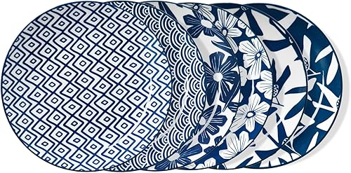 Miniatura 8 de ONEMORE Juego de 6 platos de ensalada de cerámica, platos llanos de 8.5 pulgadas, aptos para microondas, horno y lavavajillas, platos pequeños de