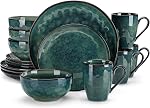 vancasso Starry 16 Pieces Green Dinnerware Set, Reactive Change Glaze Dinner Set, Plates and Bowls Set