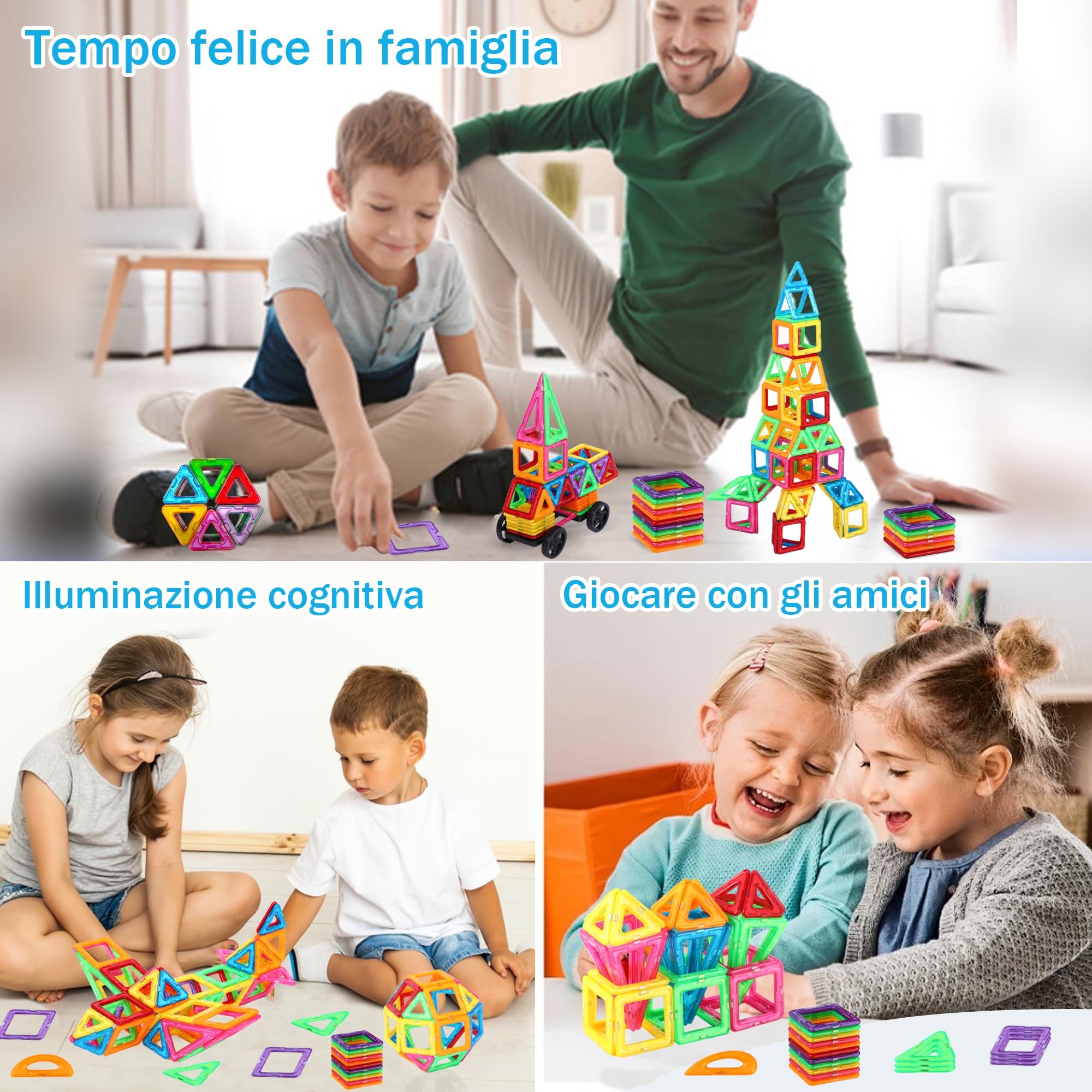 NorthBeland 60 Pezzi Costruzioni Magnetici per Bambini, Giochi Magnetici per Bambini, Natale Compleanno Regalo Bimbo 3 4 5 6 7 8 Anni