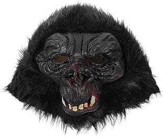 ibasenice Ape Face Mask Halloween Gorilla Mask Novelty Monkey Orangutan Chimp Masks Costume Halloween Cosplay mask Latex Plush Animal Mask with Hair Dress Up Halloween Gorilla Costume