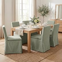 CIMOTA Modern Upholstered Green Dining Chairs Set of 6, Removable Slipcover Kitchen Chairs, Armless Kitchen & Dining Room Side Chair, Chenille Green