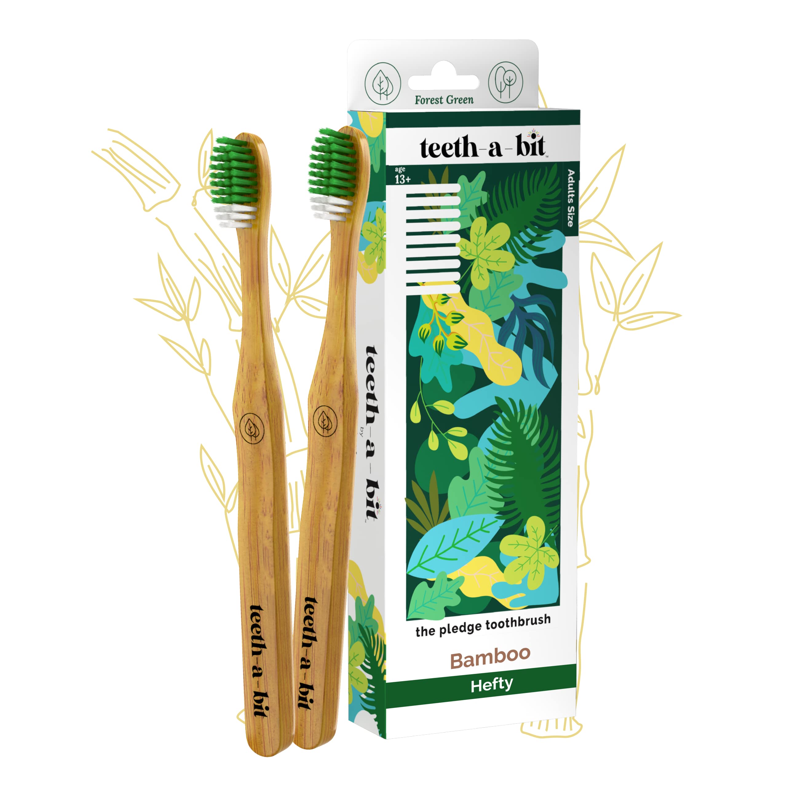 teeth-a-bit The Pledge Bamboo Toothbrush Adults Hefty Handle Anti-Plaque Medium Bristles Pack of 2 (Space Black) (B09NDBDYJ8) Amazon Price History, Amazon Price Tracker