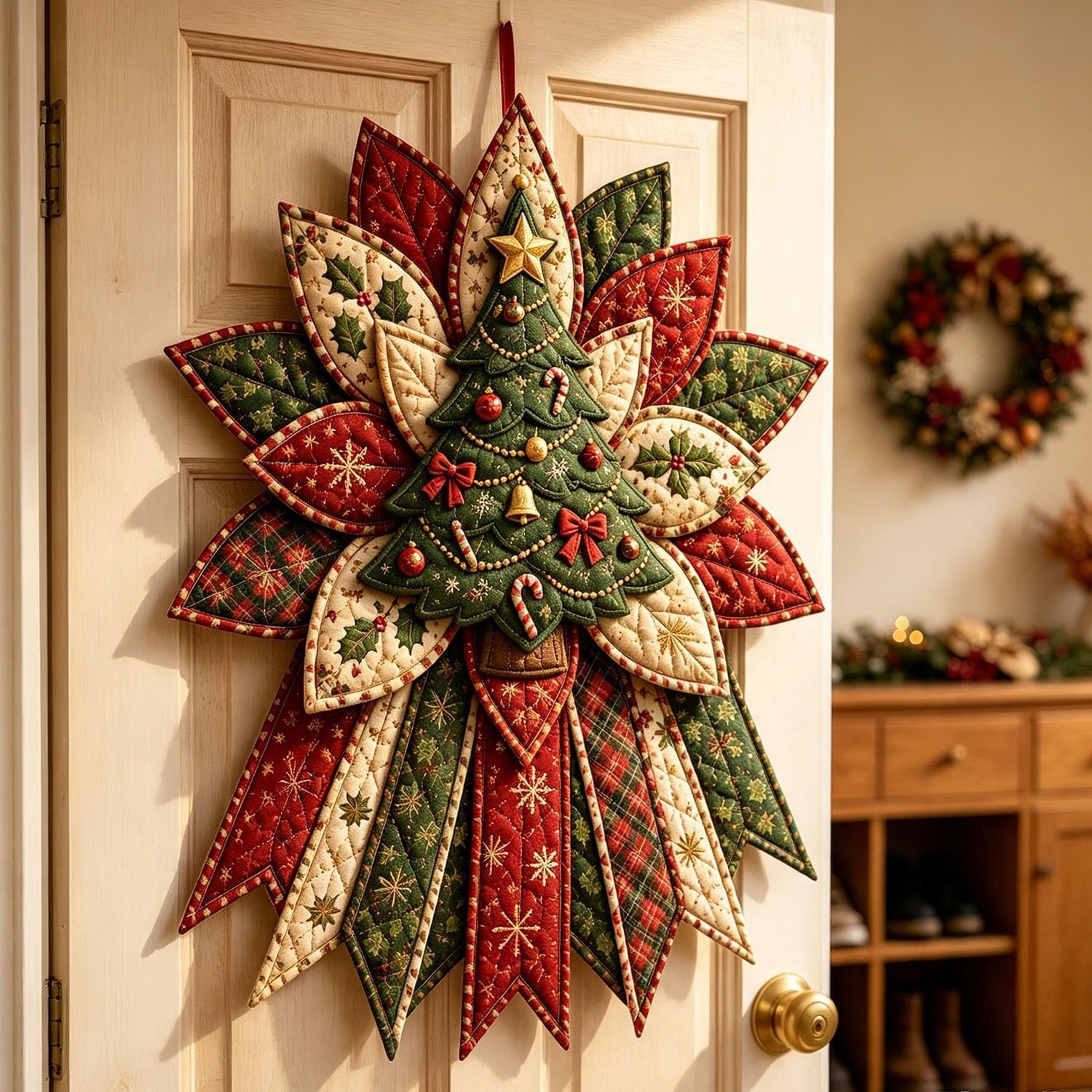 Decorazione Natalizia Trapuntata Per Porta, Ideale Per Principianti (#G)