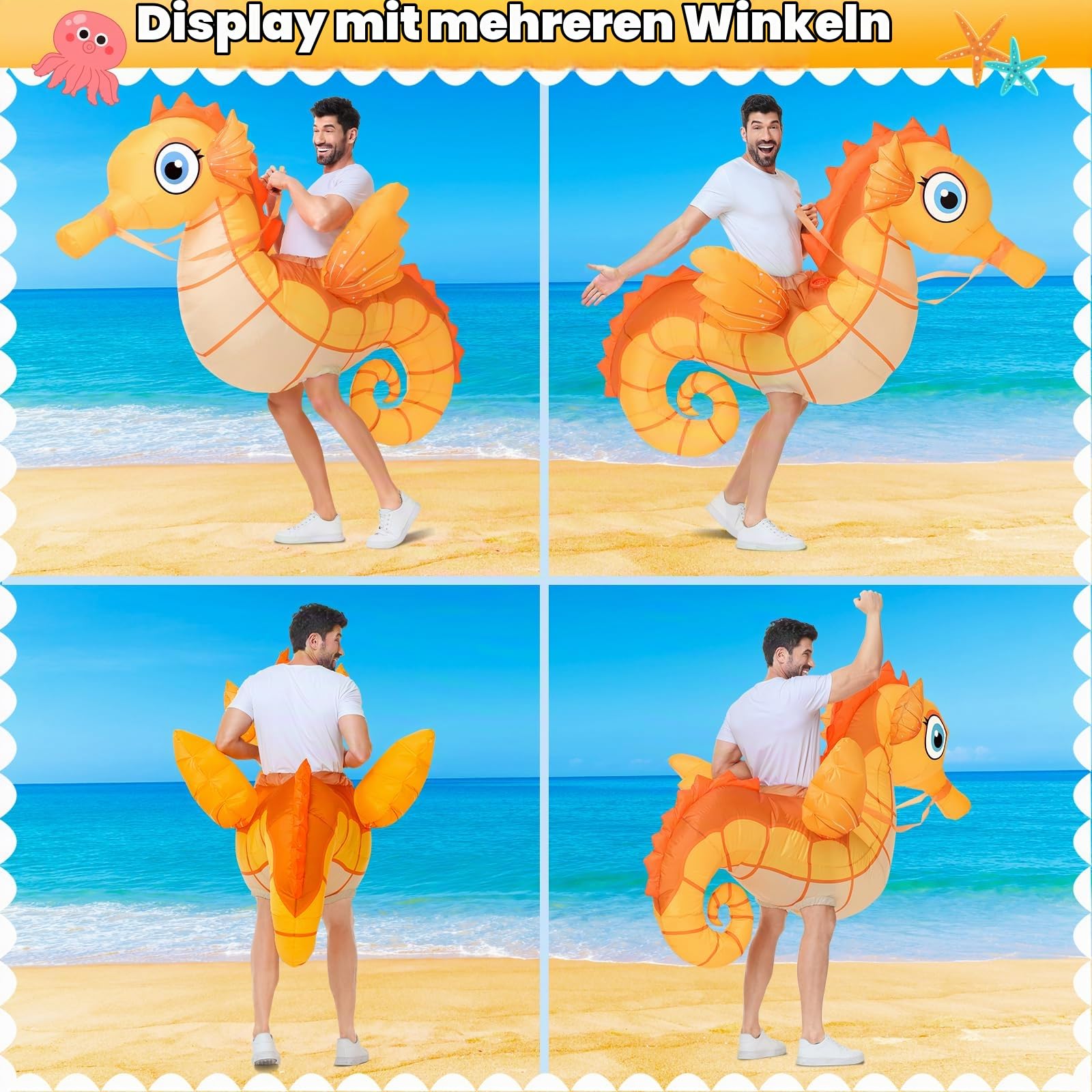 Spinosaurus Aufblasbares Seepferdchen-Kostüm für Erwachsene, lustiges Halloween-Kostüm für Herren/Damen, aufblasbares Kostüm für Party, Cosplay