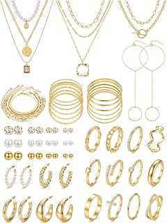 50/55 Pcs Gold Tone Jewelry Set for Women Necklaces Bracelets Set