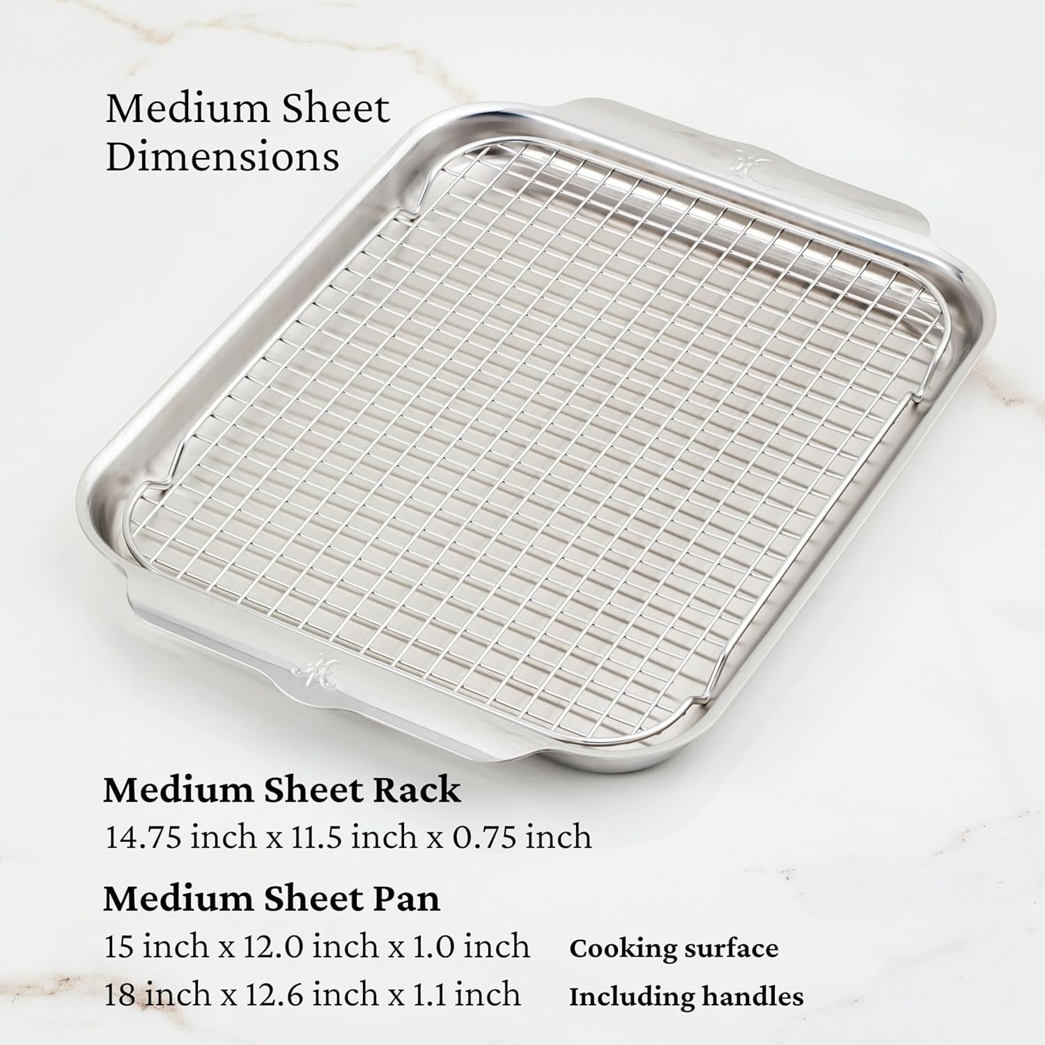 Provisions OvenBond 12" x 15" Stainless Steel Medium Sheet Pan with Rack
