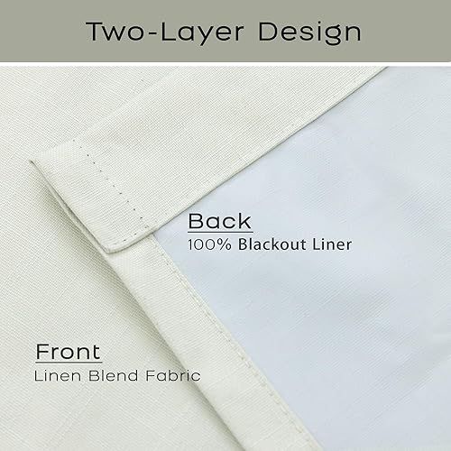 Miniatura 8 de Mrs.Naturall Cortinas Opacas Beige Crema de 96 Pulgadas de Largo Juego de 2 Paneles, 8 Pies 8 Pies Cortinas Plisadas Pinzadas Oscurecedoras de Beige