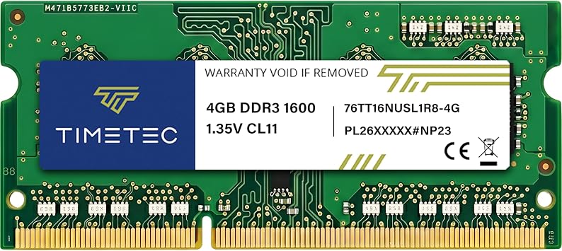 Timetec 4GB DDR3L / DDR3 1600MHz PC3L-12800 / PC3-12800 Non-ECC Unbuffered 1.35V / 1.5V CL11 1Rx8 Single Rank 204 Pin SODIMM Laptop Notebook PC Computer Memory RAM Module Upgrade 4GB