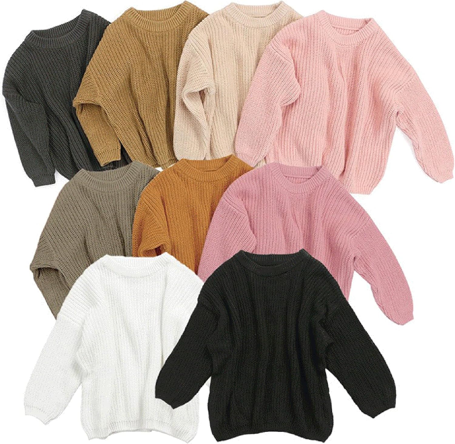 Bestgift Children's Solid Color Sweater Fall and Winter Pullover Knit Sweater Tops