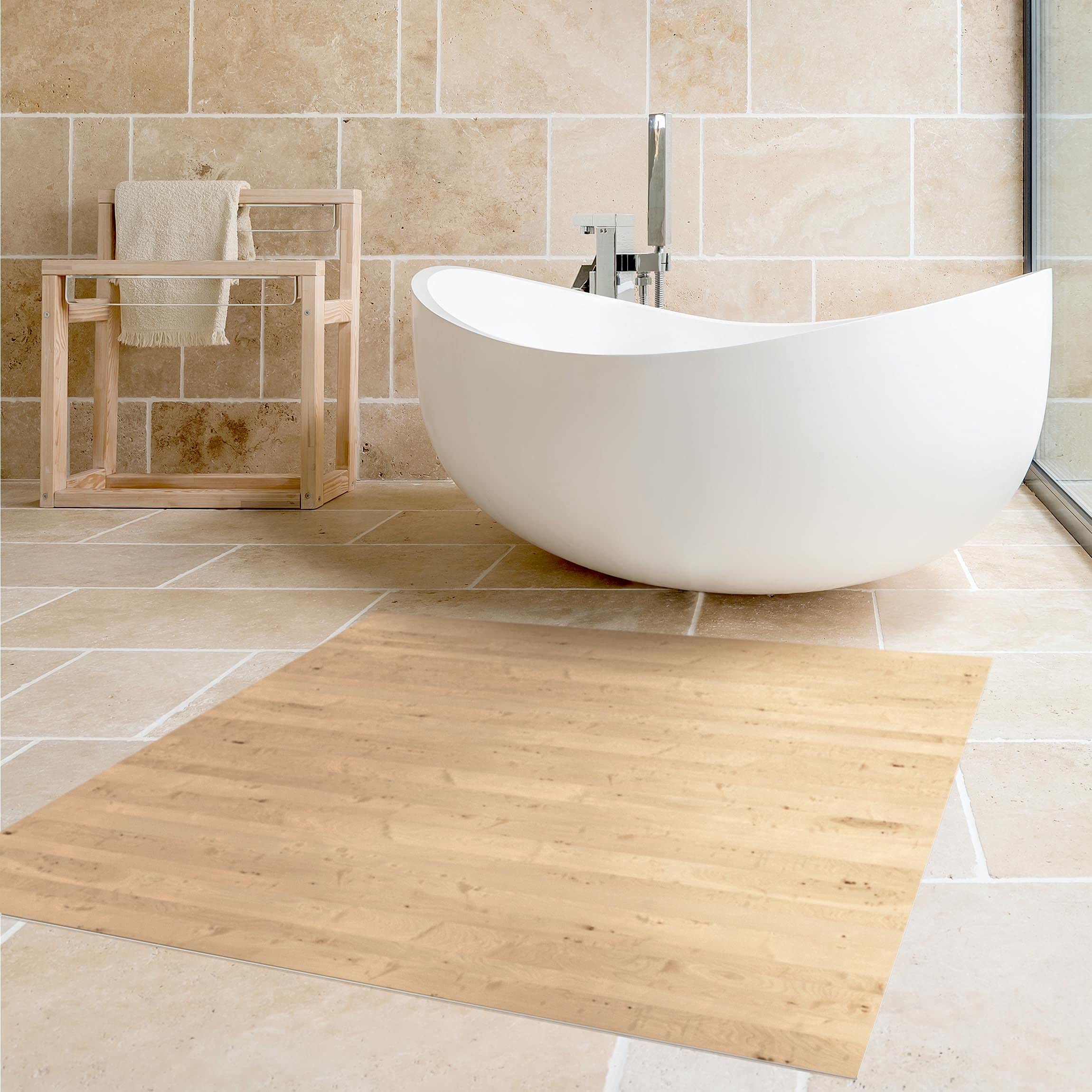 Tapis en Vinyle essuyable à l'eau à Motifs Collage sans Bulles Protection de Sol avec Motif Tapis antidérapant Marron Effet Bois Motif Cuisine Couloir 1234 (80x80cm)
