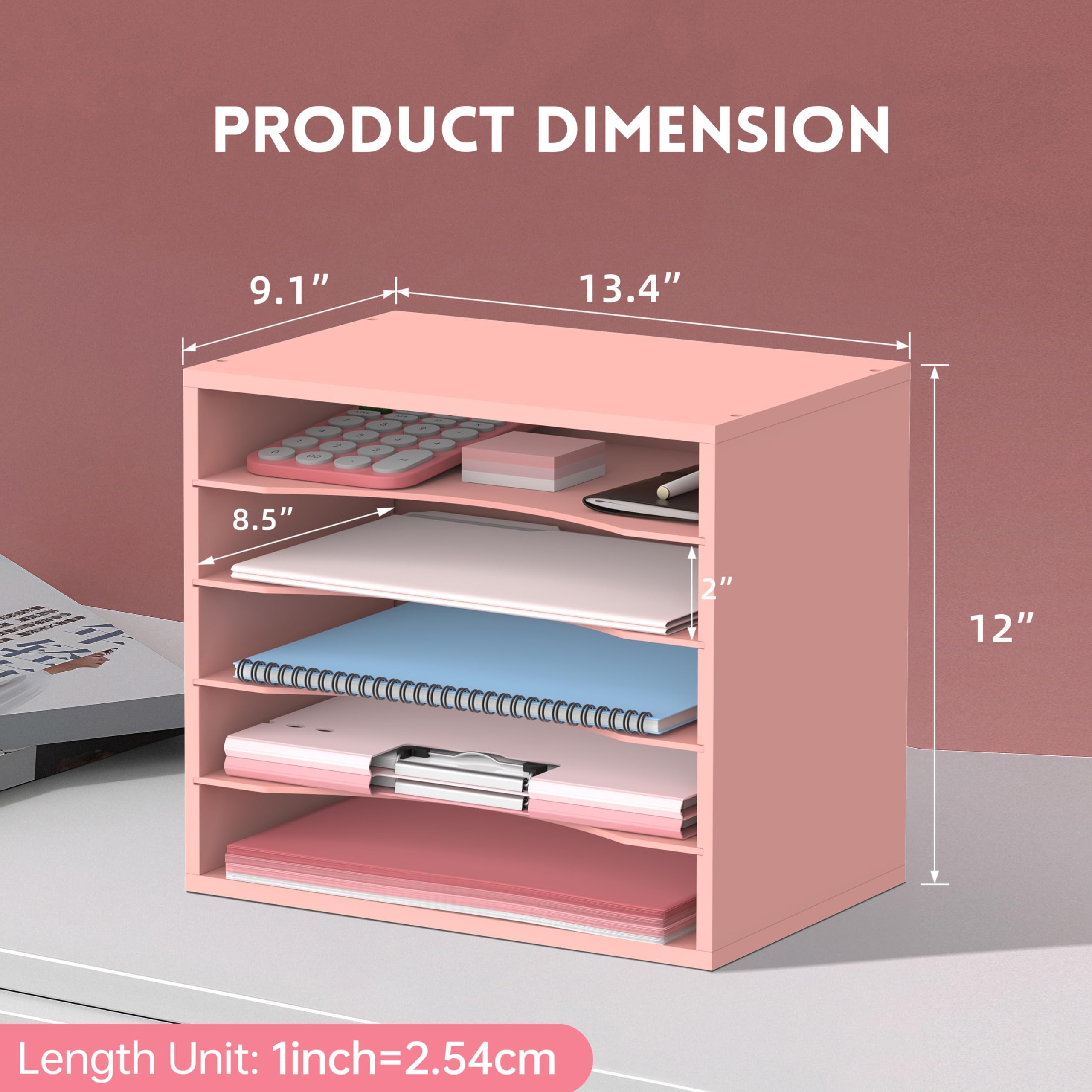 SUPEASY 5-Fach Papier Organizer Holz - Weiß Für Schreibtisch & Büro
