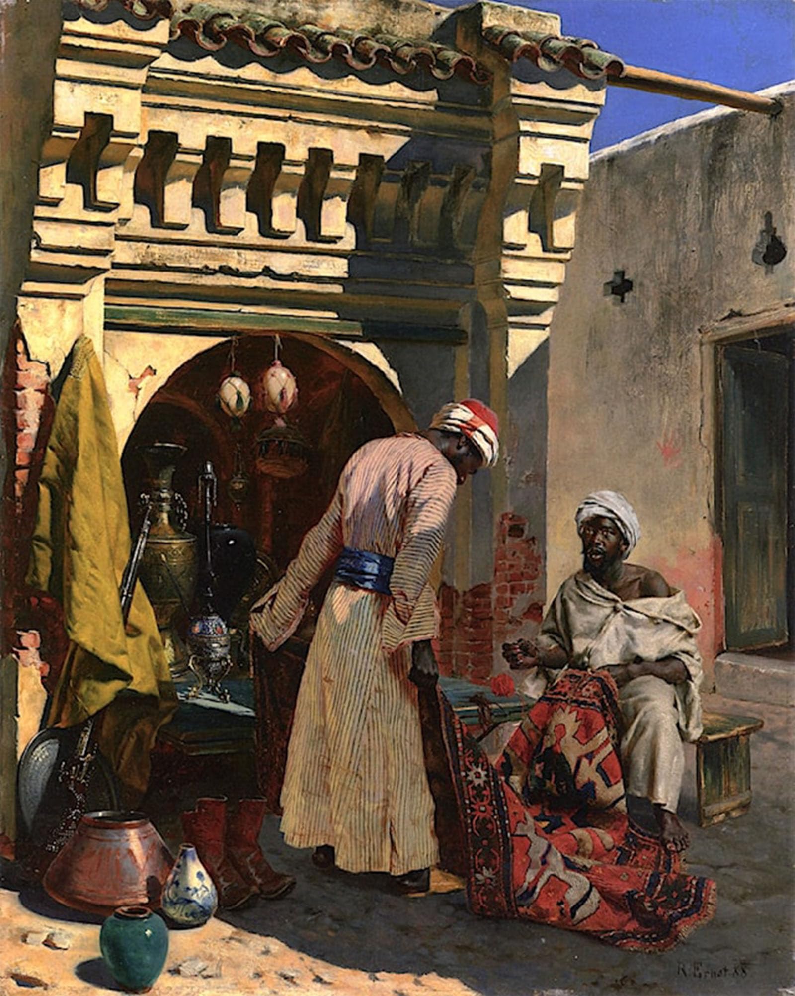 SERENDIPITP Abstract Painting Mural Print Picture Wall Decor Painting the Rug Merchant by Rudolf Ernst Vintage Wall Artwork for Home Decor 60x90cm