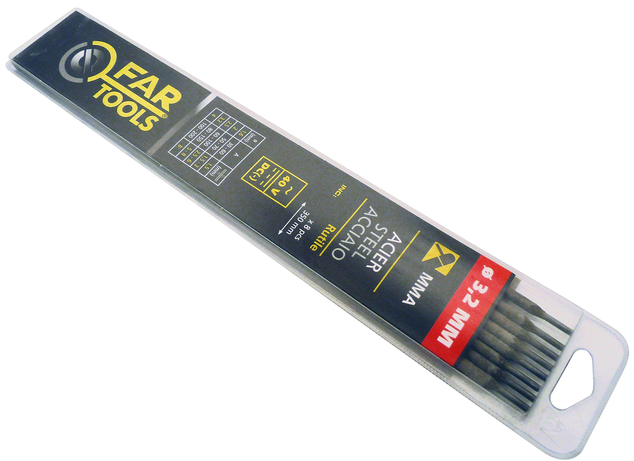 Fartools 150701 Welding Electrodes (Set of 8) - Rutile Stick - Diameter 3.2 mm - Length 350 mm