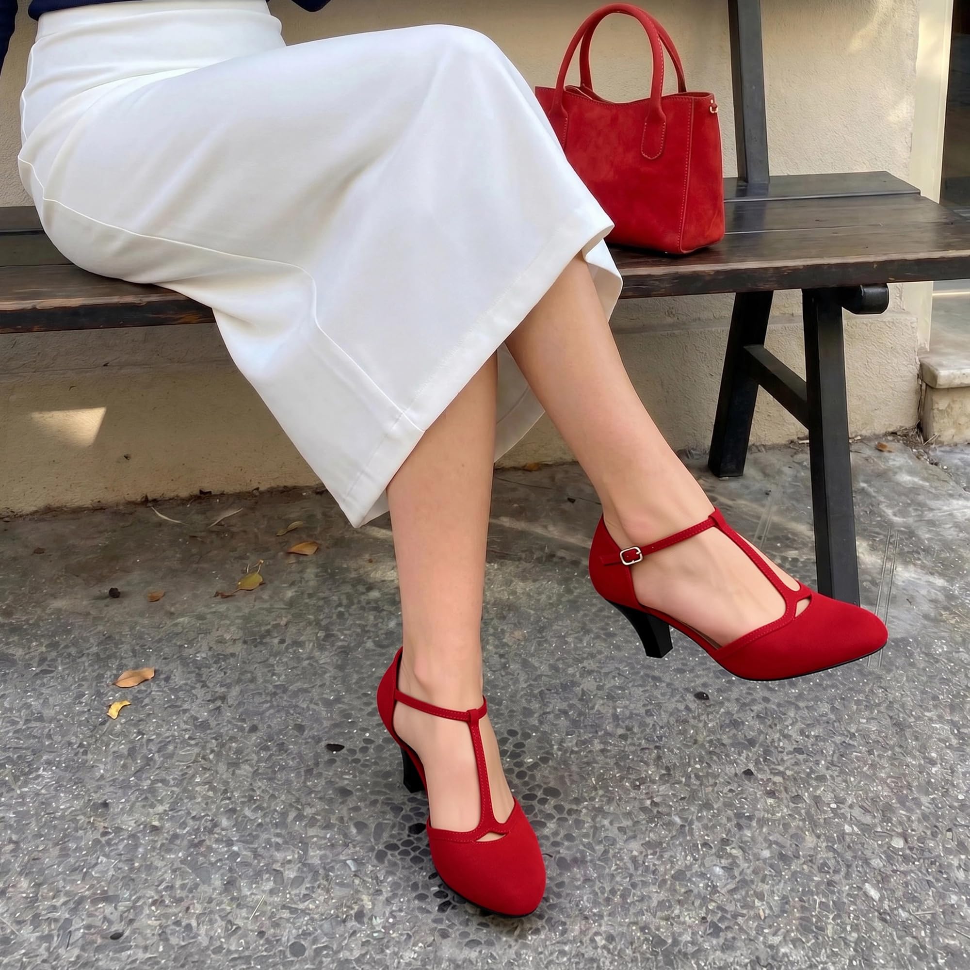 DREAM PAIRS Damskie czółenka Mary Jane z zamkniętymi palcami sukienka obcasy wygodna sukienka buty sądowe dla kobiet SDPU26001W
