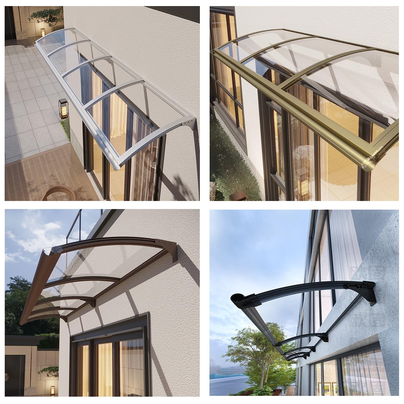 Pensilina In Policarbonato E Alluminio - Tettoia Per Porta E Finestre 80x158cm, Impermeabile E Anti-UV - Foto 3