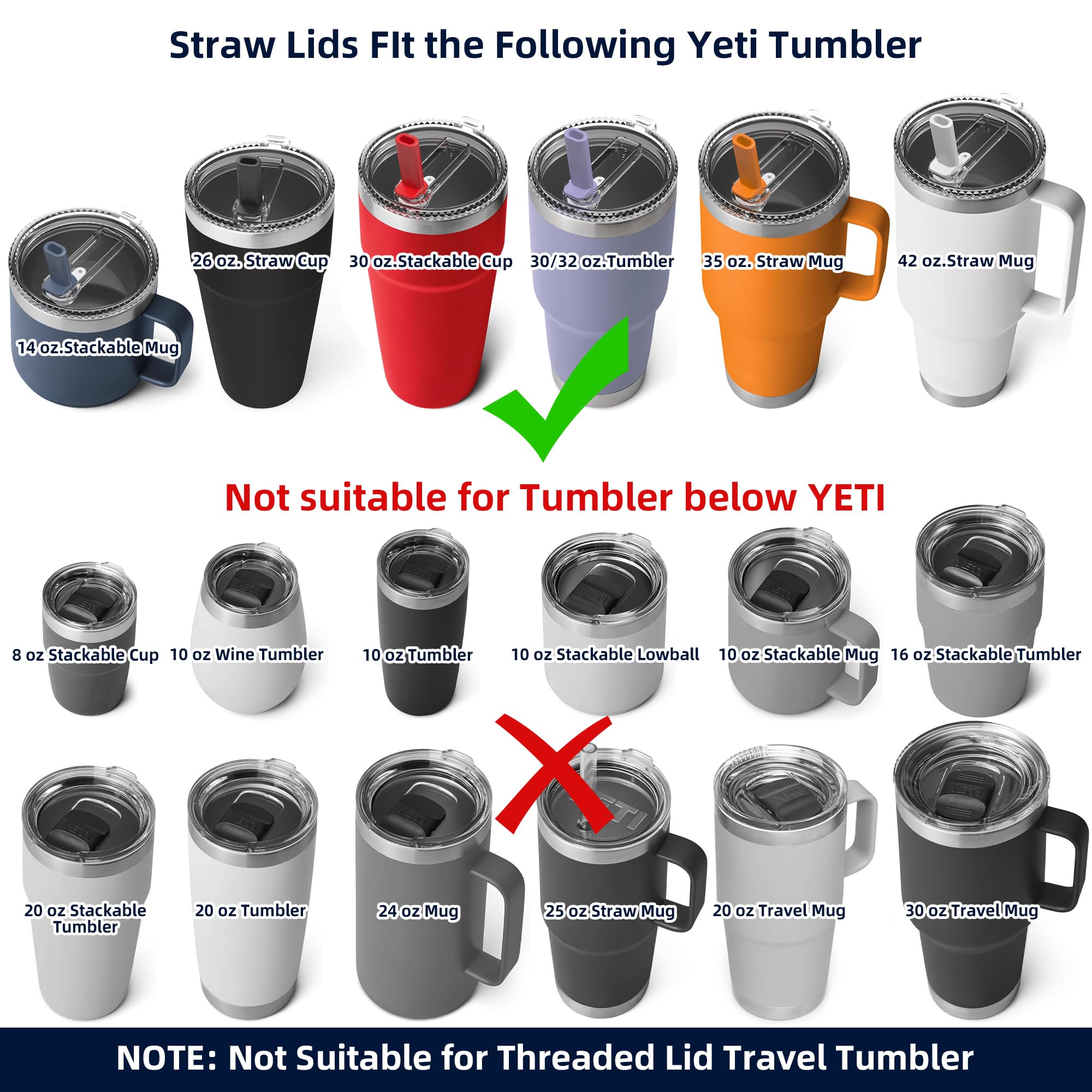 HAILIWEI 30 oz Straw Leak Proof Lid for YETI, Tumbler Lid for Yeti Rambler 30/32 oz Tumbler,26/35/42 oz Straw Mug,and Hydro Flask 32/40oz Travel Tumbler,Replacement Lid BPA Free(Black*2)
