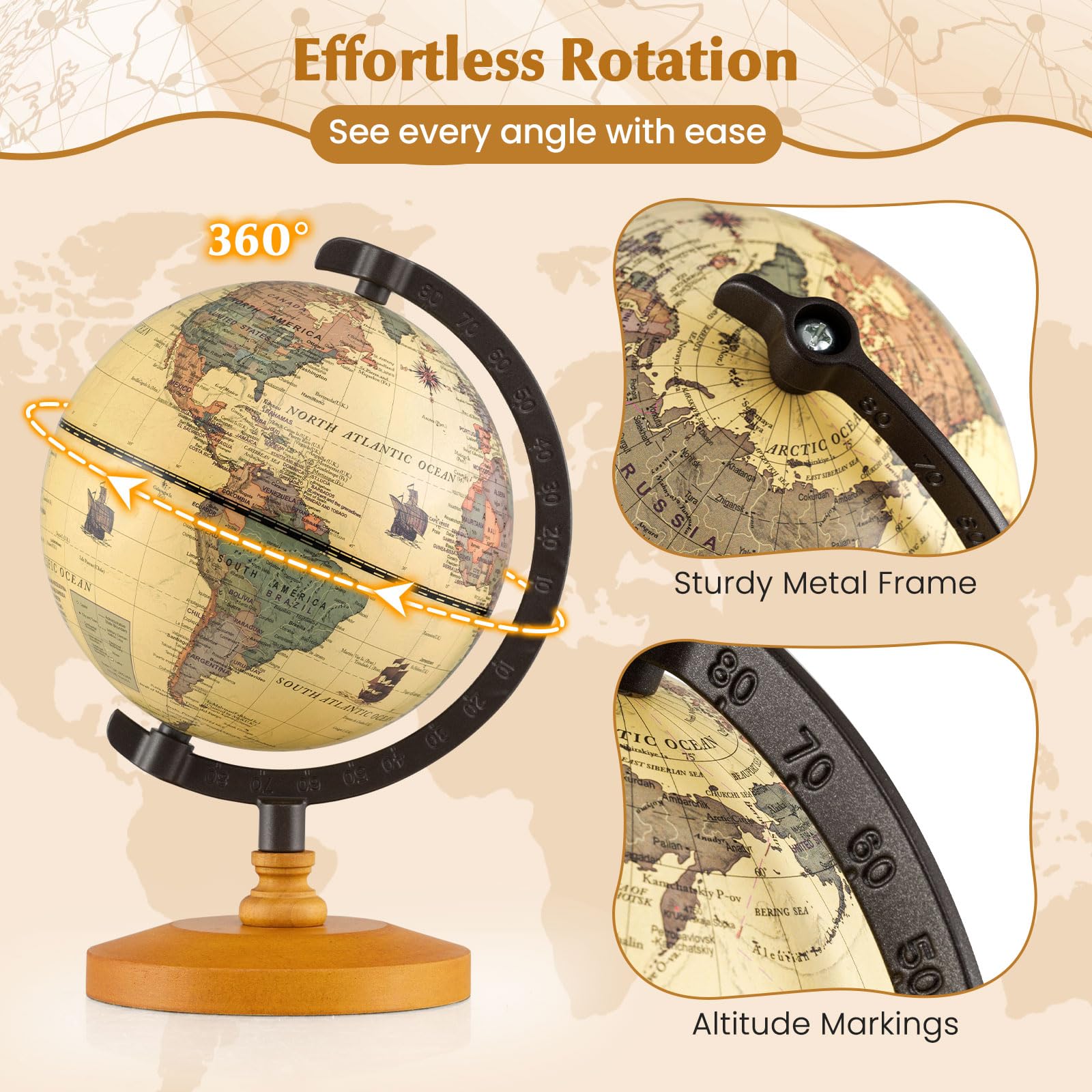 Amazon.com: COSTWAY Antique Globe Dia 5.5-Inch, Mini Rotating