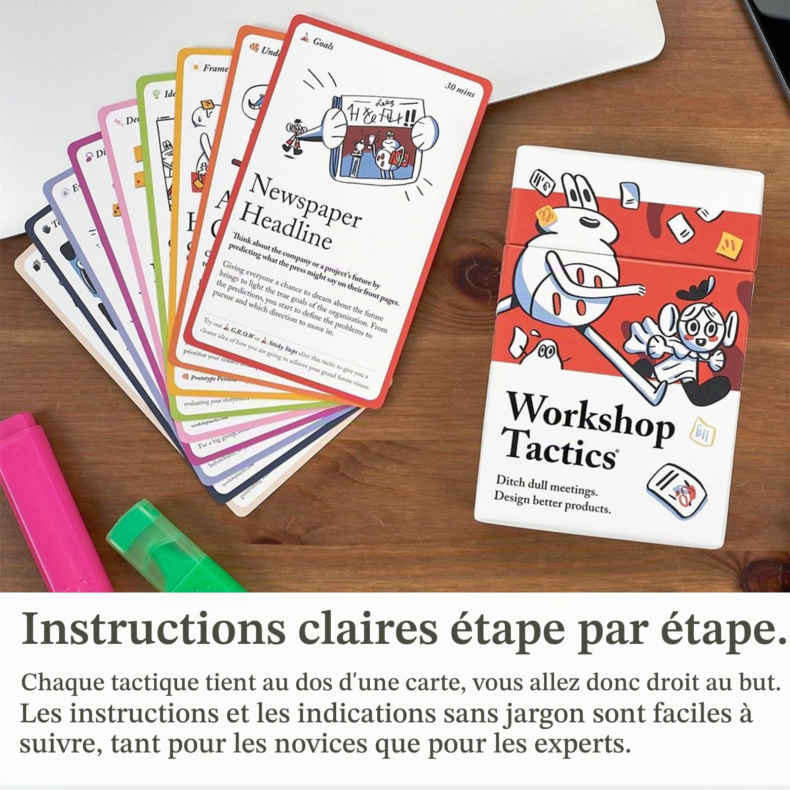 Pip Decks Workshop Tactics Jeu de 54 cartes officiel pour les ateliers efficaces et les sessions d'équipe