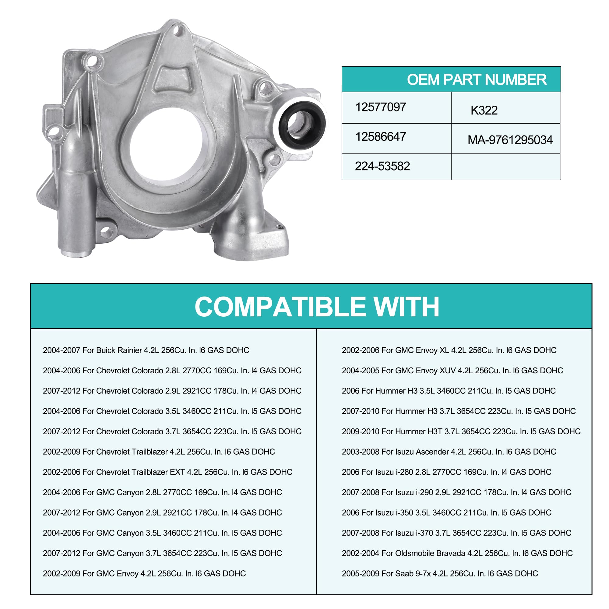 Amazon.com: AULINK 12577097 12586647 K322 Oil Pump For Buick  