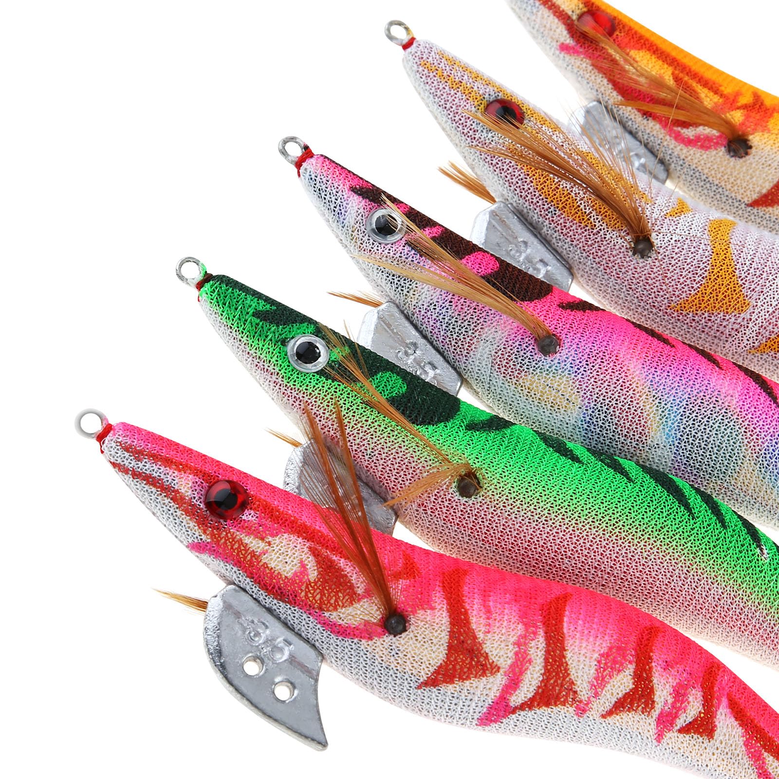 10 pezzi gamberetti illuminati calamaro Jig pesca di mare, calamaro polpo gamberetti esche (13.5cm 19g)