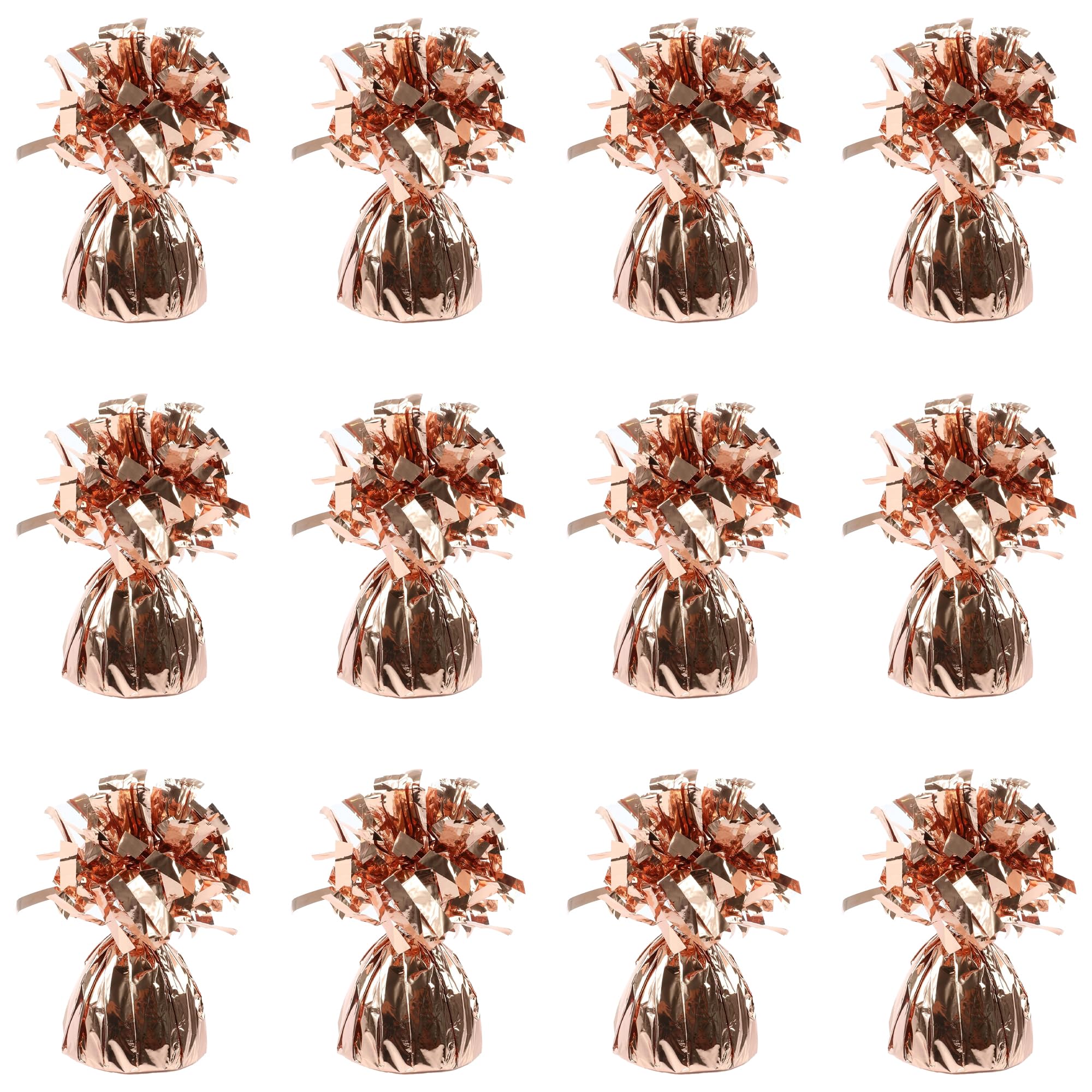 Foil Balloon Weights for Helium Balloons in Rose Gold Foil - 12x 160g Heavy Balloon Weights Birthday Party Wedding Celebration Décor with Tassles