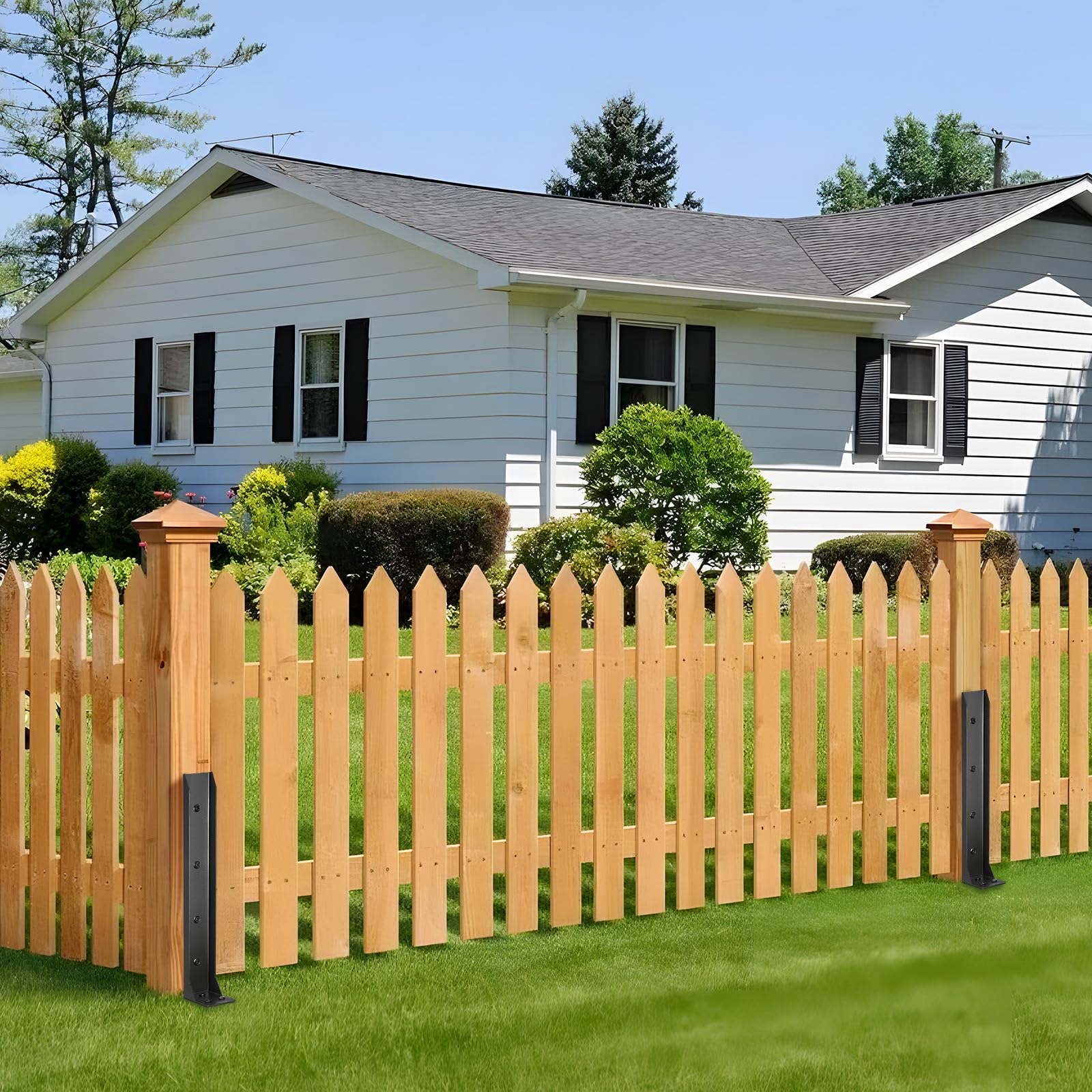 Heavy Duty Fence Post Repair Kit, Steel Fence Post Anchor Ground Spike,Fence Post Support Stake for Repairing Damaged Fence Gate Posts Sign Posts or Mailbox — view 8