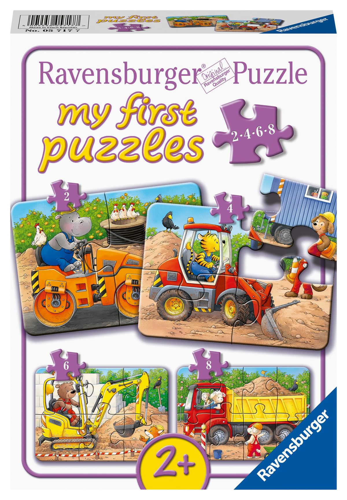 Ravensburger My First Puzzles, Construction Site Animals (2, 3, 4 & 5 piece) Jigsaw Puzzles for Kids 2 Years Up