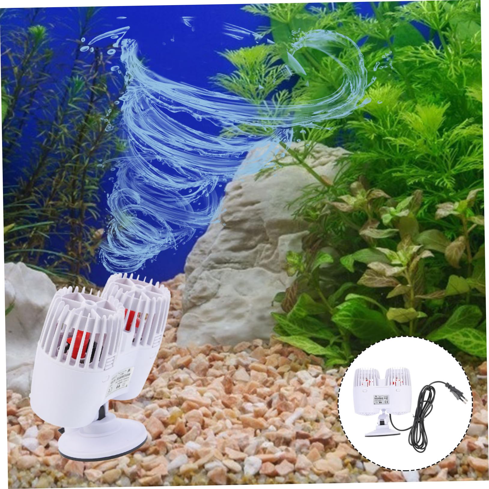 Kisangel Kleiner Wellenpumpe Aquarium Wellengenerator aus Kunststoff Leise für Kleine Aquarien mit Saugnapf und Schutzfilter für Fische Haustierbedarf