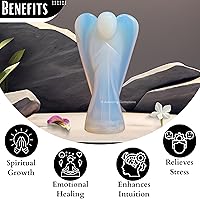 Vista 4 de Ángel de piedra preciosa Amazing Gemstone Opalita - Ángel de cristal de opalita y figuritas de ángel guardián de bolsillo (5.08 cm)