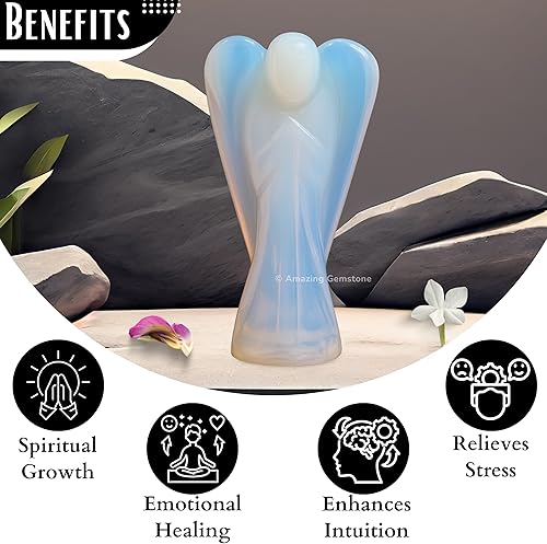 Miniatura 8 de Figuritas de ángel guardián de cristal de amatista para piedra natal curativa, estatua decorativa (ángel de bolsillo tallado a mano) (1.5 pulgadas)