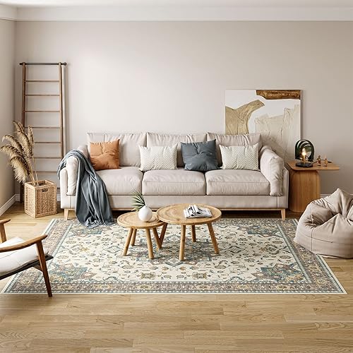 Miniatura 2 de Dripex Alfombras de área de 8 x 10, resistentes a las manchas, lavables, desgastadas, bohemias para sala de estar, comedor y dormitorio,