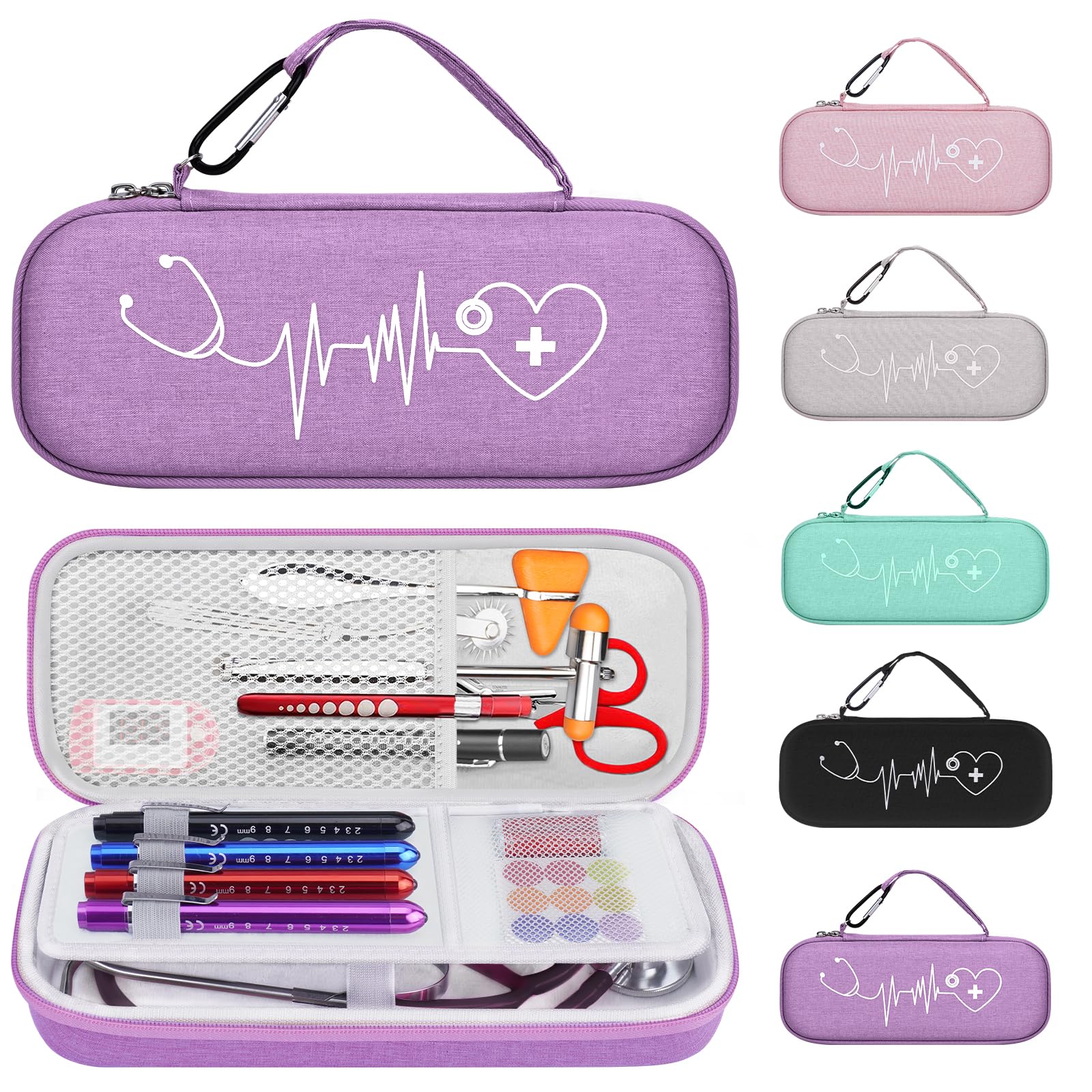 HESPLUS Stethoscope Case for MDF Acoustica/MD One, 3M Littmann Classic III/Lightweight II S.E/Cardiology IV Diagnostic/CORE Digital Stethoscopes,