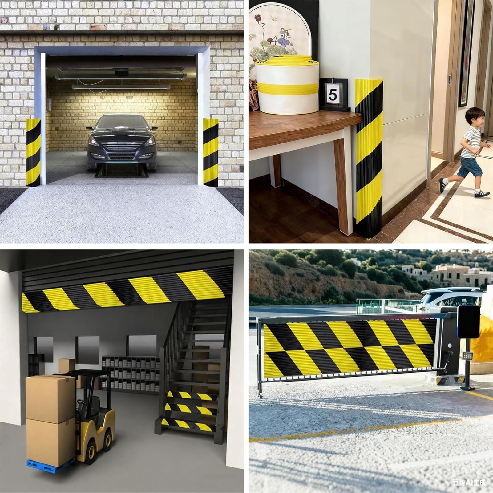 Protector de borde de espuma de alta visibilidad de 39 pulgadas, protectores de pared de garaje en forma de W con rayas amarillas y negras, parachoques de seguridad de esquina industriales