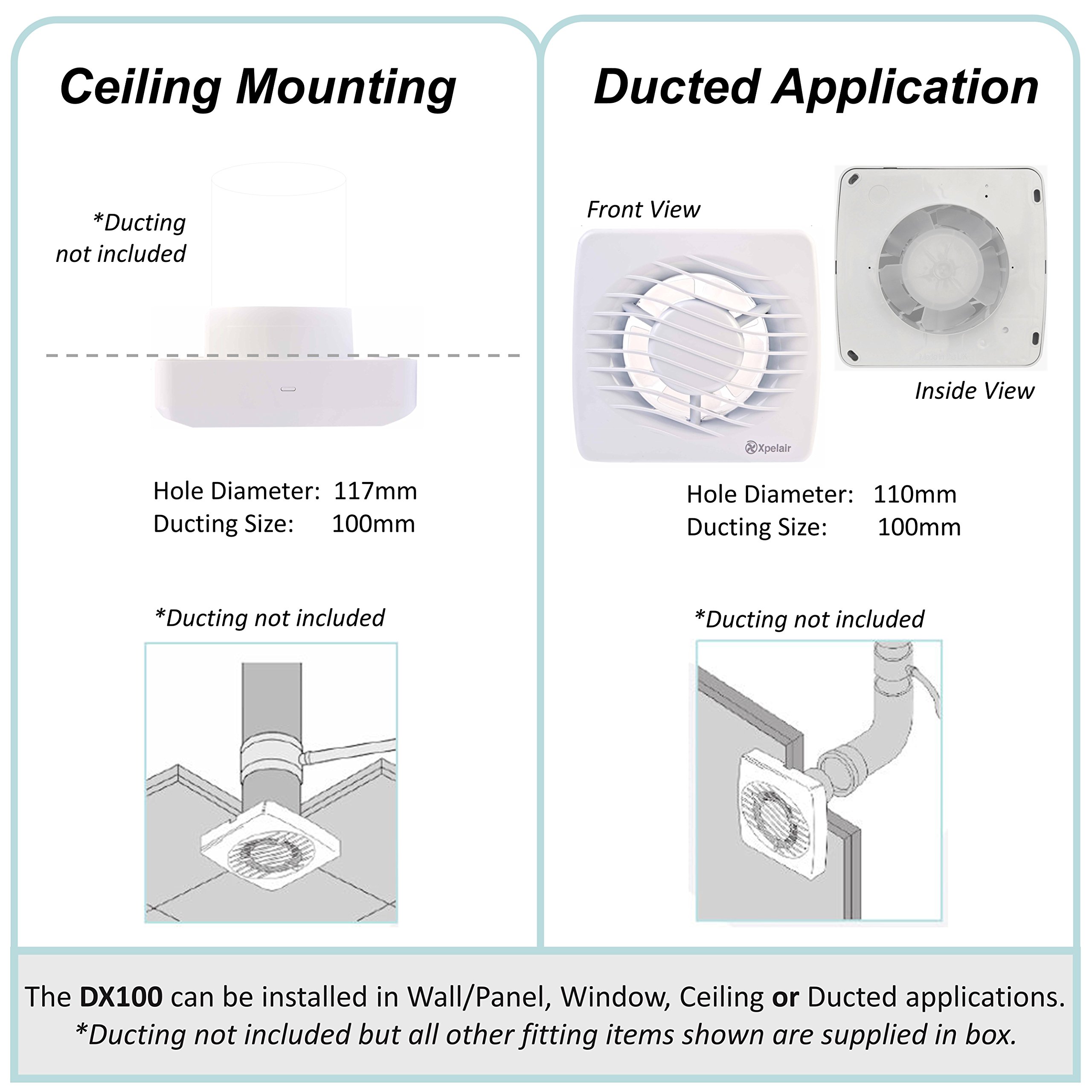 Xpelair DX100T 4" (100mm) Bathroom Extractor Fan with Window or Wall