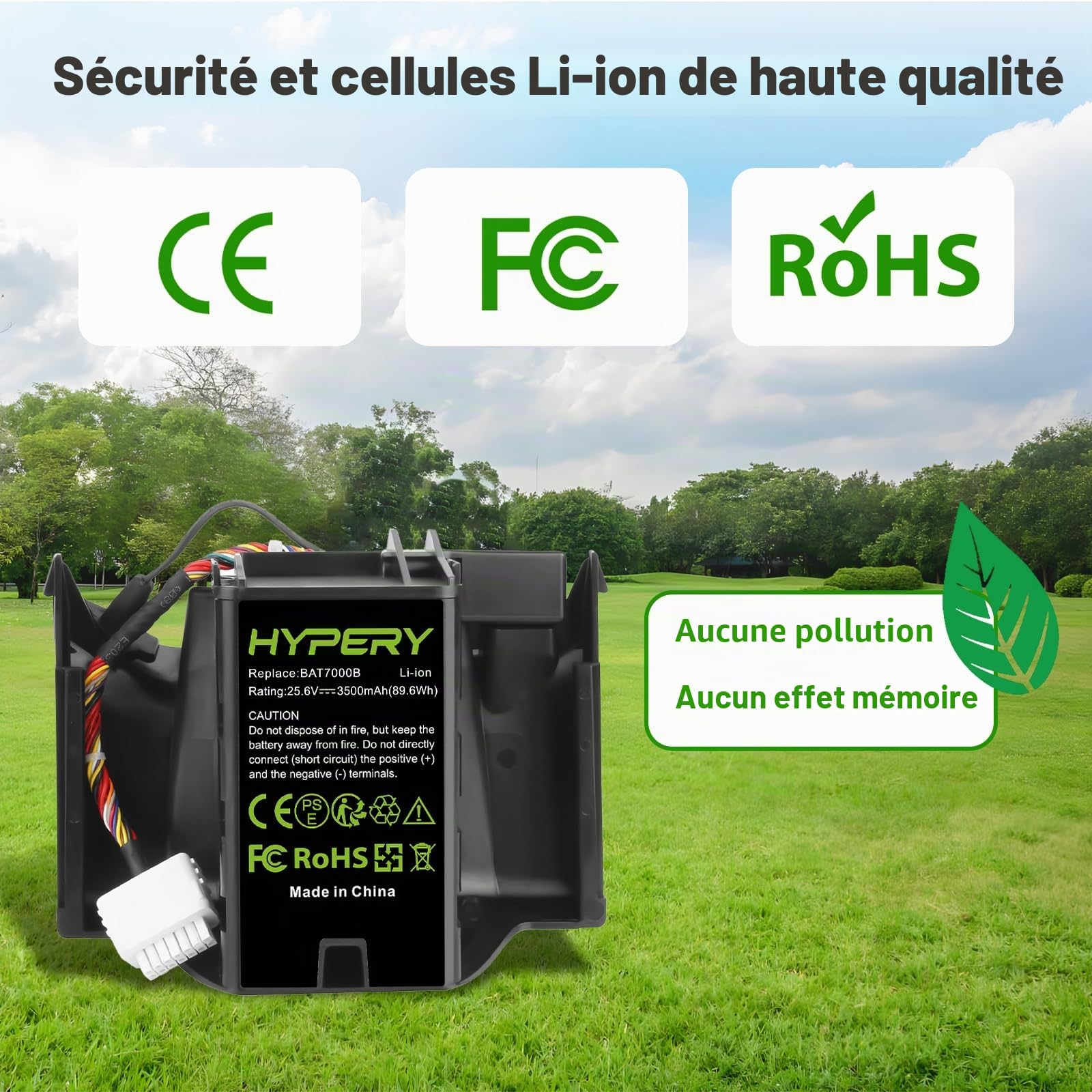 Batterie Li-ion de rechange 25,6 V 3500 mAh compatible avec Robomow Premium RC302, RC304, RC304u, RC306, RC308, RC308u, RC312, RC312u, remplace BAT7000B, MRK7005A